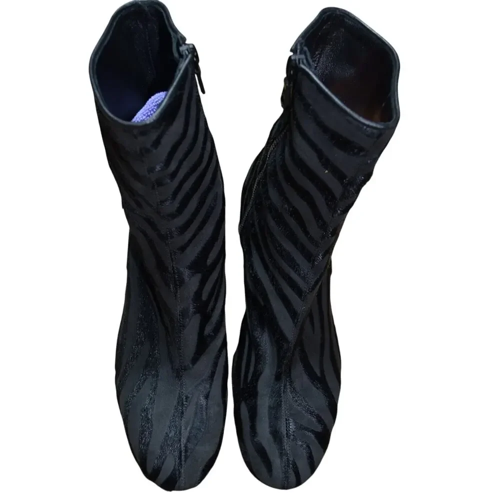 rag & bone New York Zebra Calf Hair Ankle Boots Size 7.5 Black - Picture 1 of 3